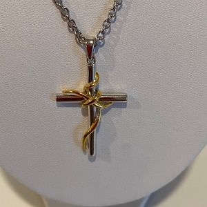 Women’s stainless steel and 14k cross